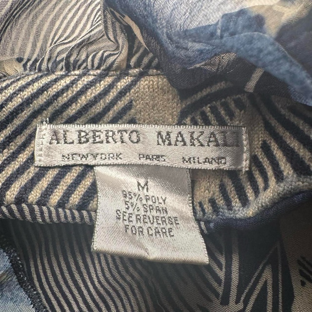 Vintage 90s Blue and black mesh long sleeve blazer jacket top by Alberto Makali - Picture 7 of 11